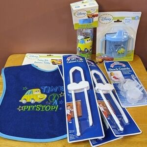 New Disney Pixar cars Cruz Ramirez baby shower gift set bib bottle sippy, T4MIS